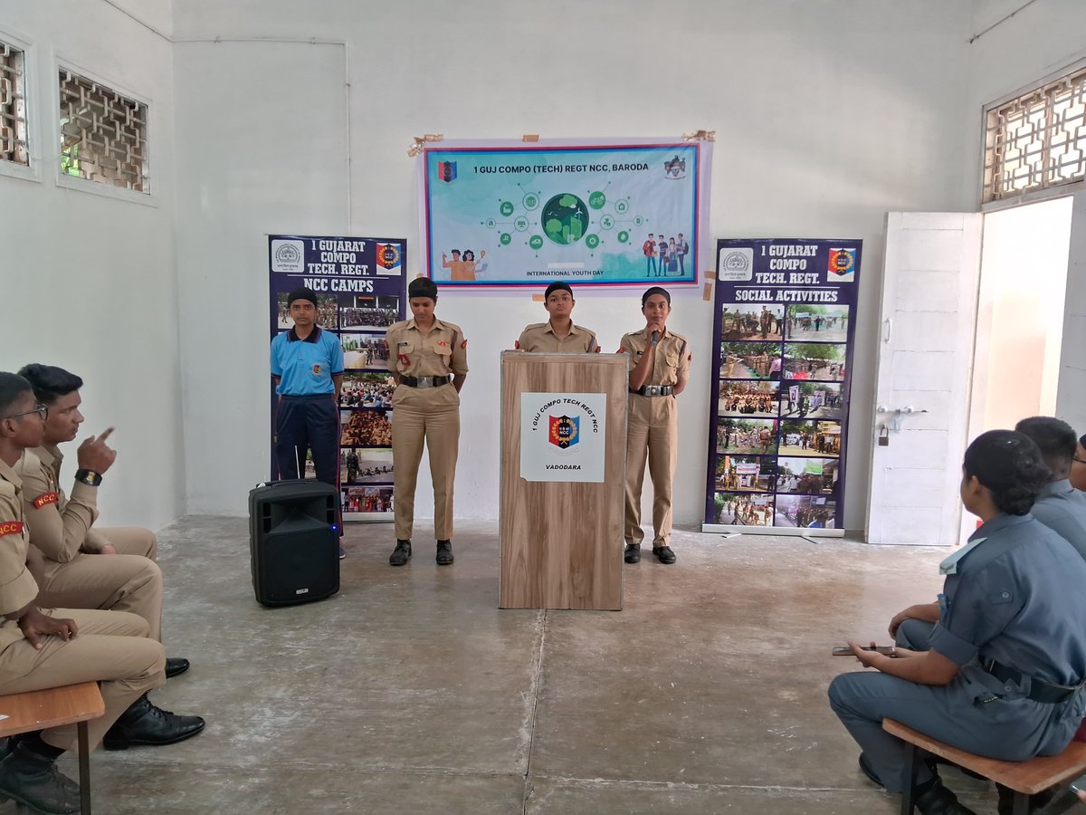 1gctrncc's tweet photo. On the occasion of #InternationalYouthDay2023, CDTs from 1GCTR, 1GUJ AIR SQN, 3GUJ BN, 2GUJ NAVAL and 6 GUJ BN competed in debate competition to signify the "Role of Youth in Environmental Protection." 
@HQ_DG_NCC
@PMOIndia
@CMOGuj
@NCC_Dte_Gujarat
@NarendraChaarag https://t.co/6wjHfChBaL