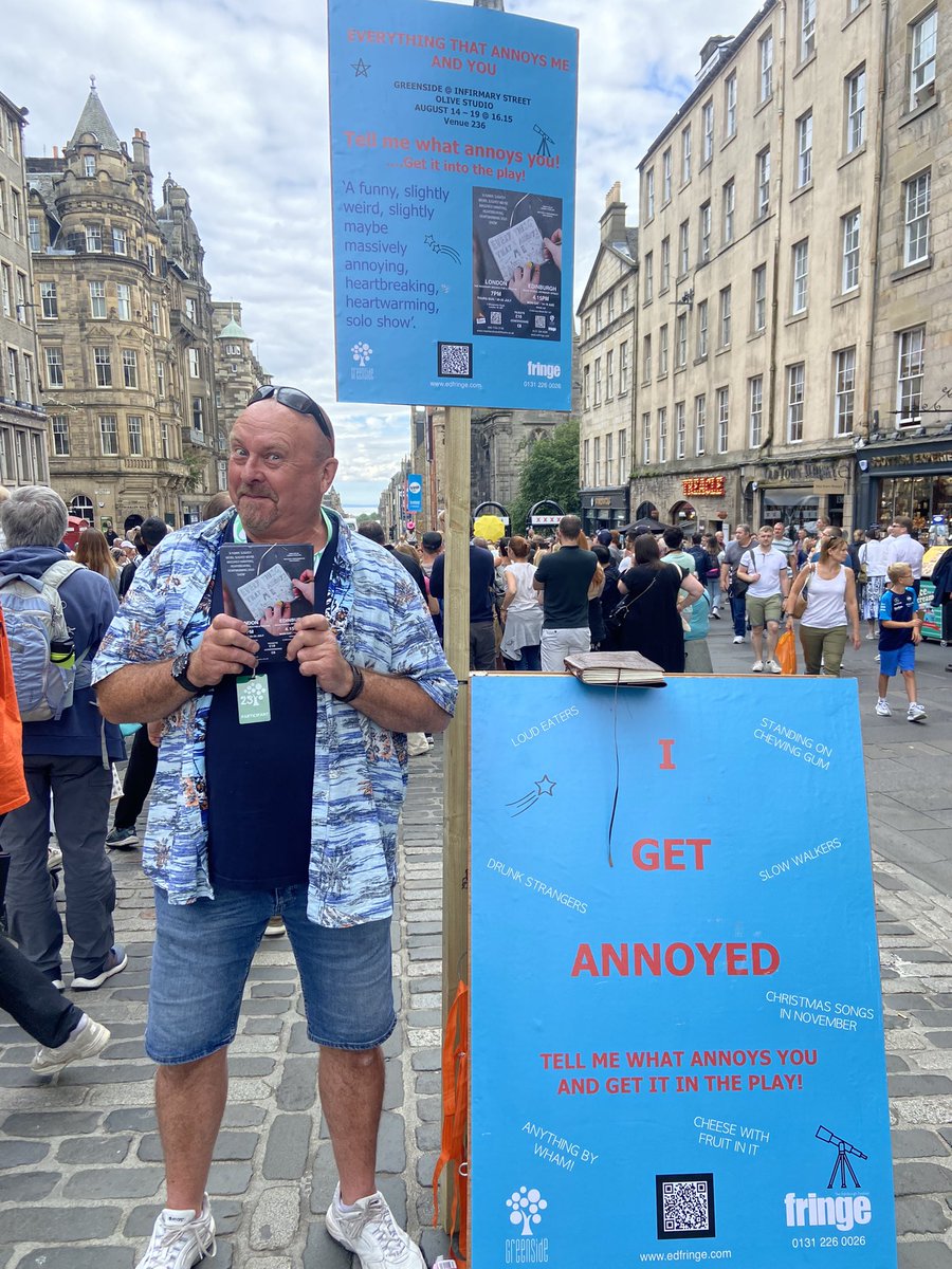 Meet our new apprentice and team member of the day, Vic! 

Catch us on the Royal Mile all this week!

We get annoyed, come and tell us what annoys you!

Everything That Annoys Me And You

16.15 
14-19 Aug
Greenside Venues/ Infrimary Street 

#edfringe #edfringe23 #edinburgh