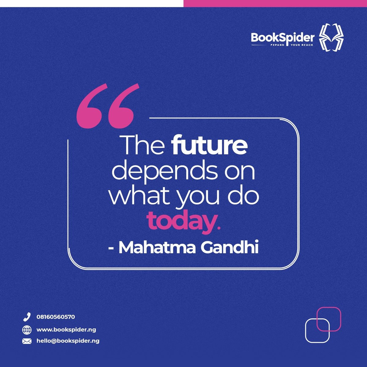 Whatever you do today molds your future and becomes your reality.

Now is the time to prepare for the future you seek.

Be intentional about your goals, and aspirations. 

Tick says the clock, tick tick.

#sabiwriters #intentionality #writing #quote #MahatmaGandhi