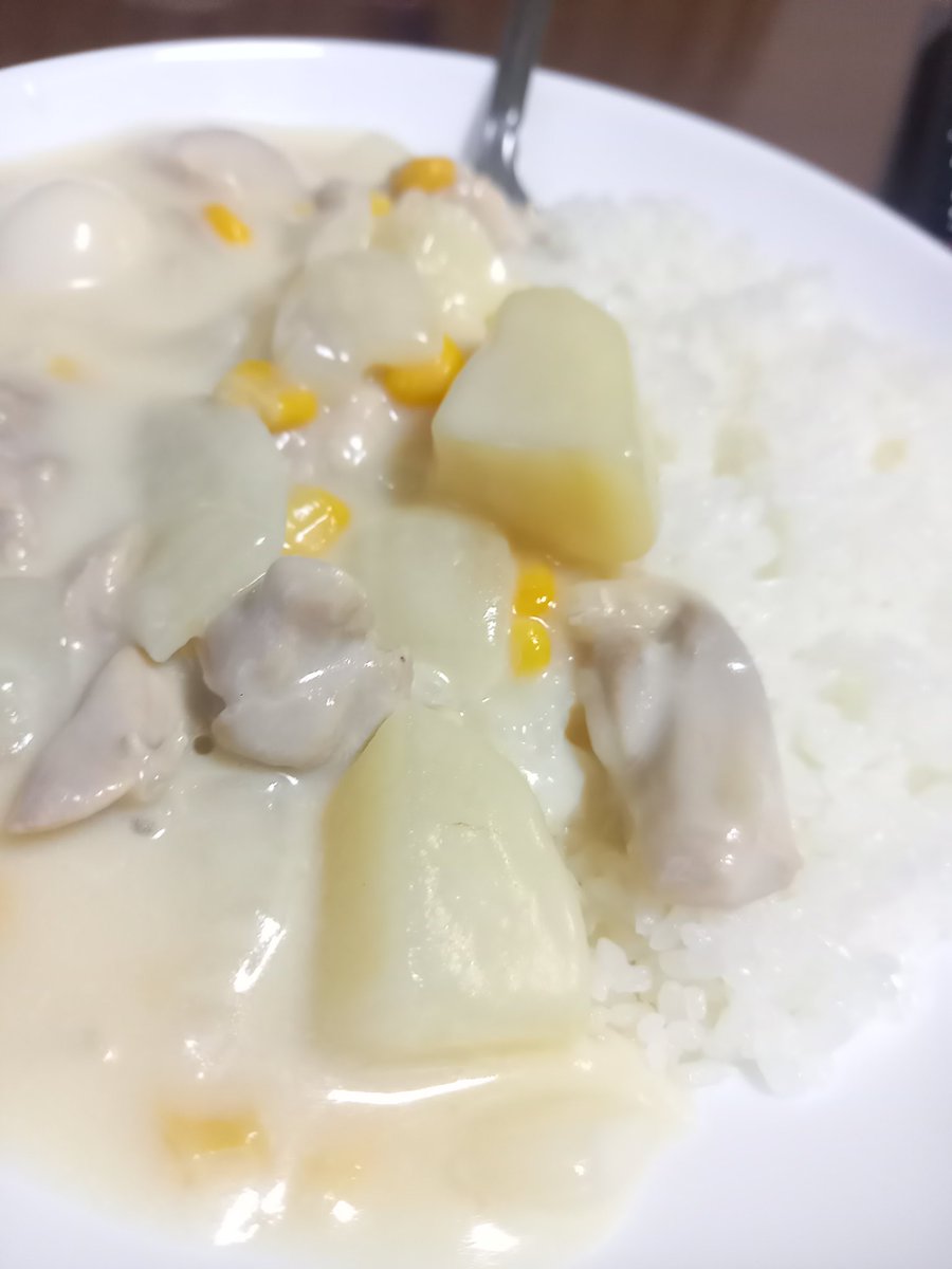 Uzu_friend's tweet photo. #感覚deお料理  #料理写真
クリームシチュー！ https://t.co/KzhCR7bg8o