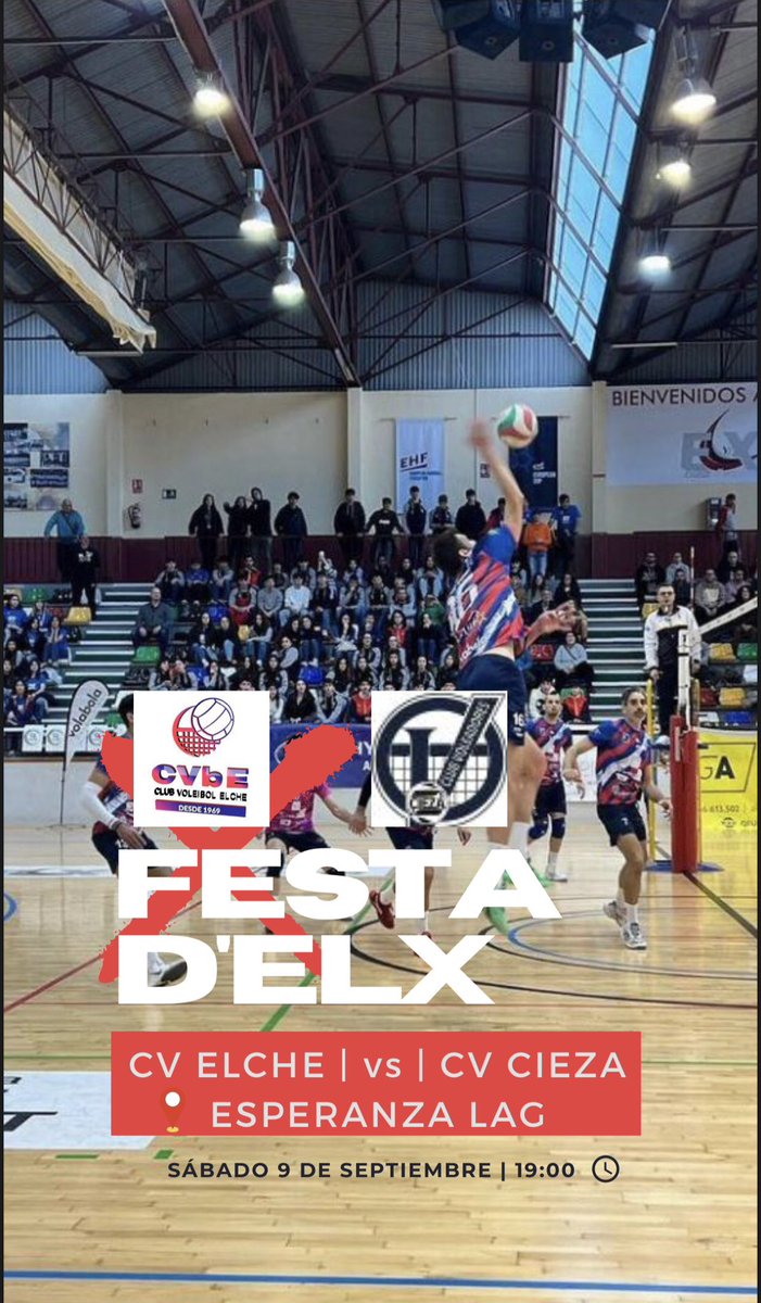 CvElche's tweet photo. 👀 Os presentamos el trofeo Festa D’Elx donde nos mediremos al @voleadorescieza el 9 de septiembre 

🎫 Entrada gratuita a todo el que quiera disfrutar del voleibol ilicitano 

📞 @FPElx @Grada1923 @JoveElx82 @pelucasverdes @monserrateHdez @PepeMorago os apuntáis? 😜 https://t.co/jxeGQgPwhV