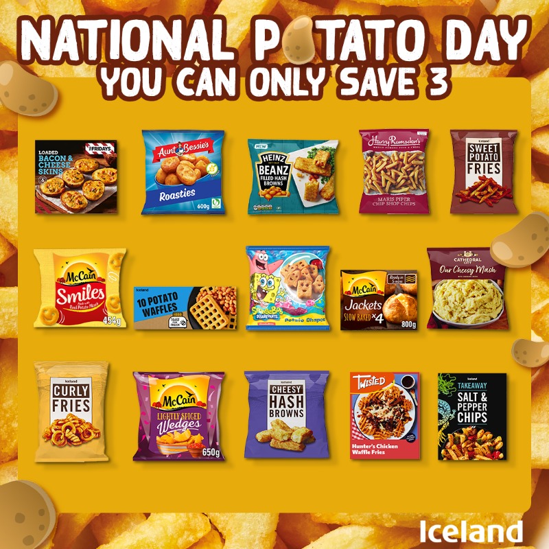 Us 🤝 Potato-based goodness What're you choosing if you can only save 3?! 🫣 🥔 #NationalPotatoDay #IcelandFoods #Potato #Chips #Mash