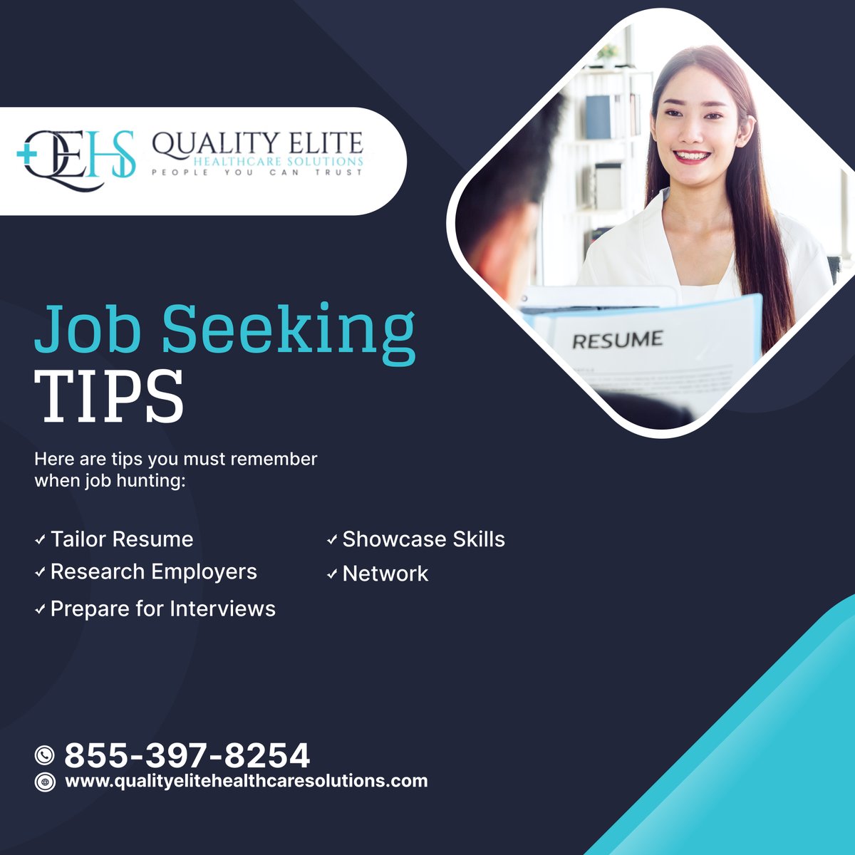 qehs2022's tweet image. Stand out in your healthcare job search. Tailor your applications, prepare thoroughly, and network effectively.

#HealthcareStaffing #CincinnatiOH #JobSeekingTips #HealthcareJob #HealthcareSolutions