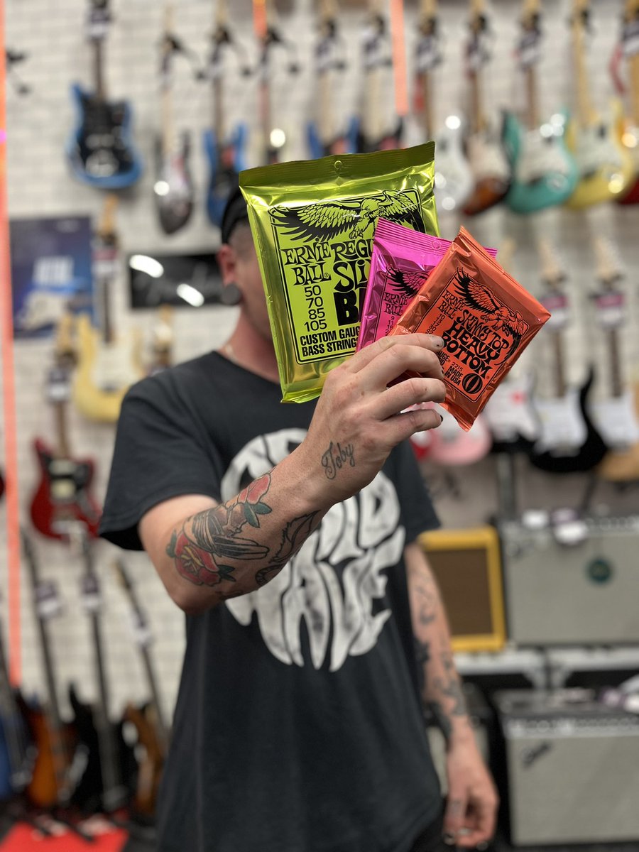playmusictoday's tweet image. Get yourself a fresh set of @ernieball strings on your instrument and finish this festival season off with a bang 🔥🤘 

There’s nothing quite like a sparkling clean fret board and a fresh set of strings to help you ace your gig! 

#ernieball #restring #guitarstrings