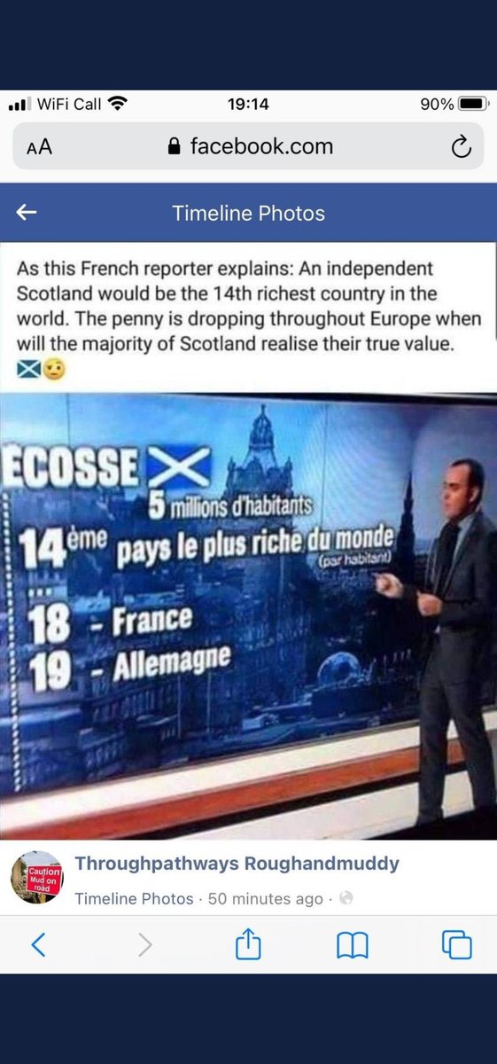 ricmontg's tweet image. From French TV in 2014.
Independent Scotland will be 14th richest in the World.
Richer than France in 18th position.
Richer than Germany in 19th position.
Just have to get more Scots peeps to recognise what Europe sees already.
Please retweet!