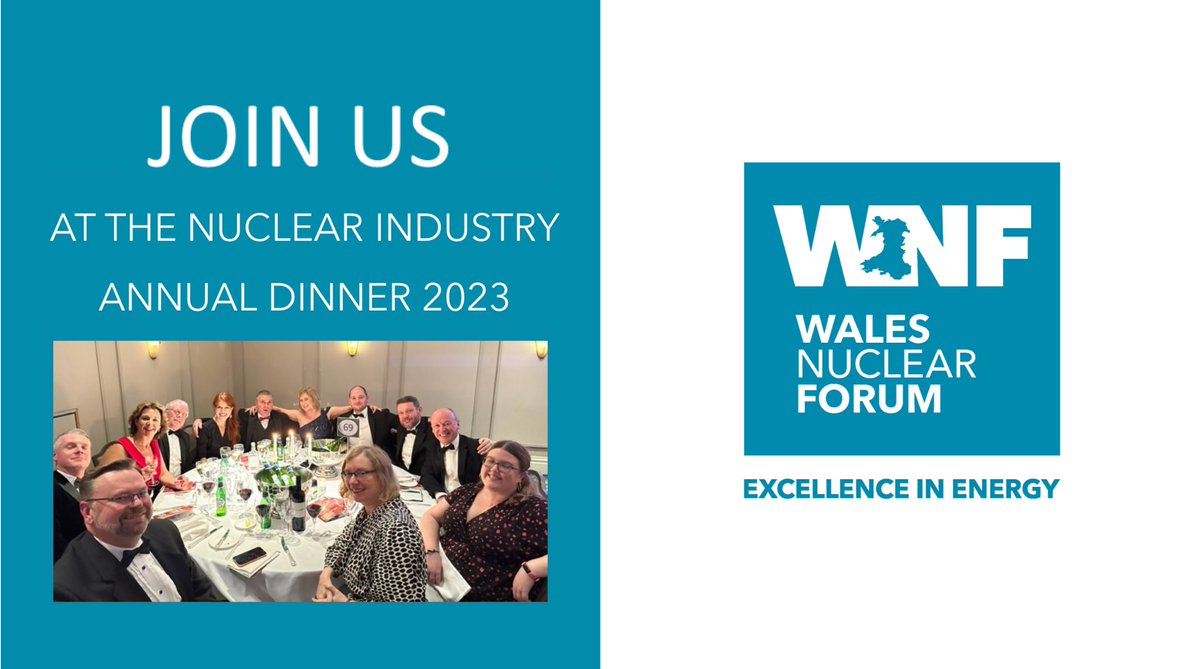 The Wales Nuclear Forum are delighted to be attending the <a href="/NIAUK/">Nuclear Industry Association</a> and <a href="/NuclearInst/">Nuclear Institute</a> Annual Dinner 2023 and we’d like to invite our #members to join us on our table! Please email membership@walesnuclearforum.com to register your interest. 
#dinner #event #nuclear