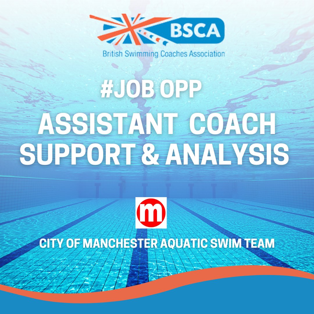 BSCALtd's tweet photo. Job Title: Assistant Coach/Support &amp; Analysis 

An exciting opportunity has become available to join the City of Manchester Aquatic Swim Team (COMAST) as an assistant coach who would have an analytical slant to their coaching style. 

Find out more : https://t.co/Zu5P7pI2zu https://t.co/txEZV1vw5t