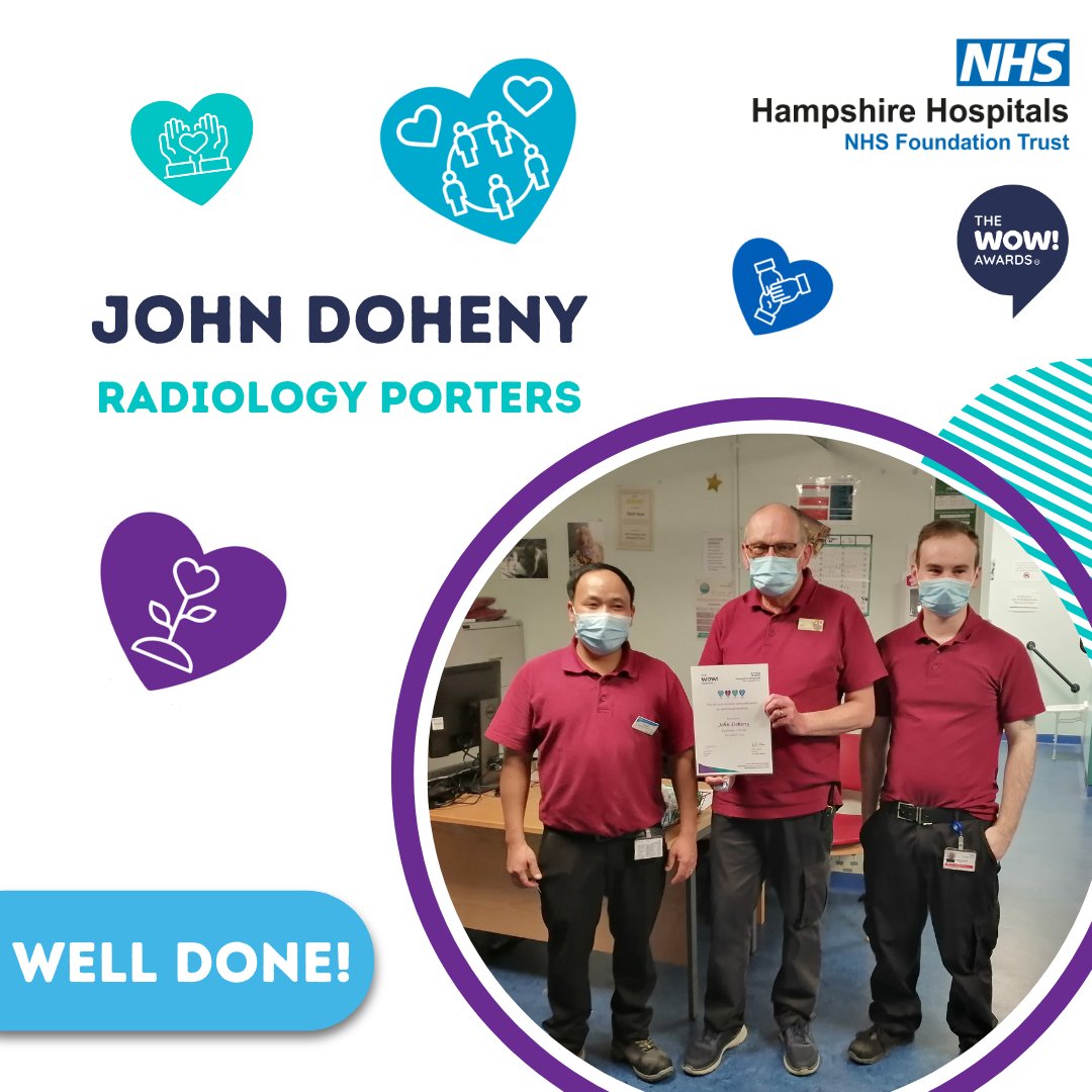 WOW! Congratulations to John! 💙 Through @thewowawards we at Hampshire Hospitals recognise our incredible staff’s dedication to living our CARE values. Take a look at more winners and nominations at hampshire.thewowawards.co.uk