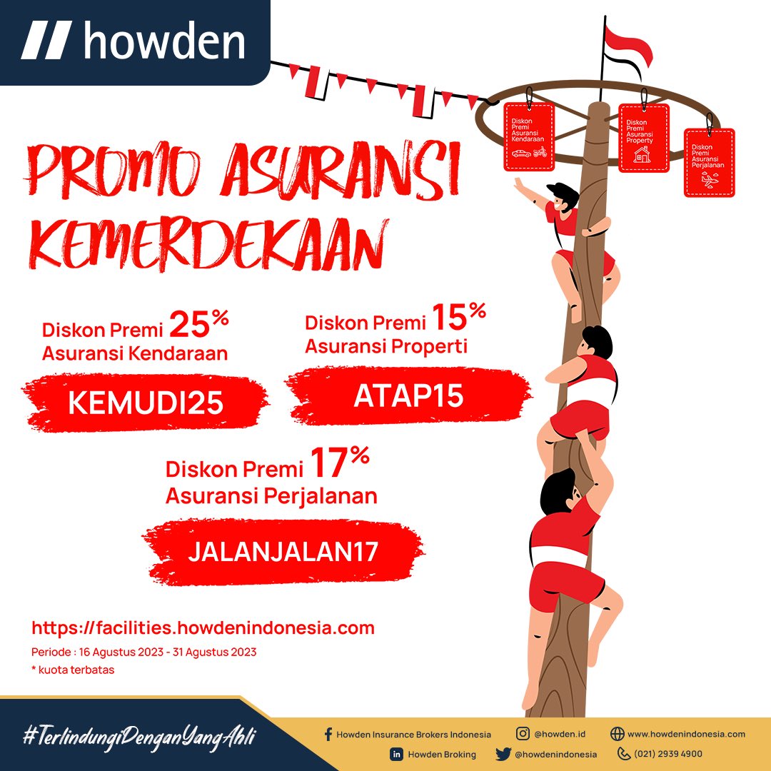 Dalam memperingati hari kemerdekaan Indonesia, kami membagikan kebaikan dalam bentuk potongan harga premi untuk Asuransi Kendaraan, Asuransi Property dan Asuransi Perjalanan untuk kalian semua!⁣⁣⁣
⁣⁣⁣
#asuransi  #promo #promosi #promotion #diskon #discount #mariberasuransi