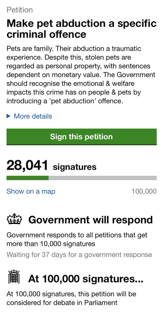 SAMPAuk_'s tweet photo. Thank you to 28,041 #AnimalLovers for signing this important petition to save the new legislation for #PetTheft  
Waiting 37 days for a Government response! We need your help, pls sign and RP: https://t.co/8xPvrFon4z

#PetTheftReform Act now info: https://t.co/GfOpmllHer https://t.co/kToVbtV5Gr