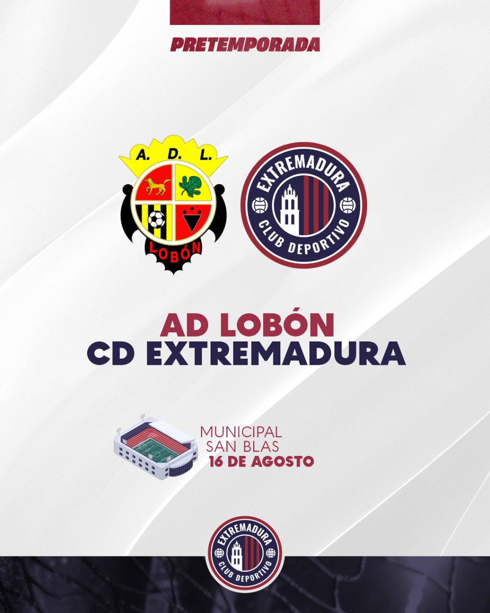 ¡Esta tarde tenemos nuevo partido amistoso!

🆚 <a href="/ADLobon/">𝐀𝐃 𝐋𝐨𝐛𝐨́𝐧</a> 
🕘 21:00
🏟️ Municipal de San Blas

#OrgullodeExtremadura #Pretemporada