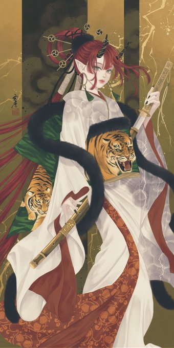 「long hair tiger print」 illustration images(Latest)