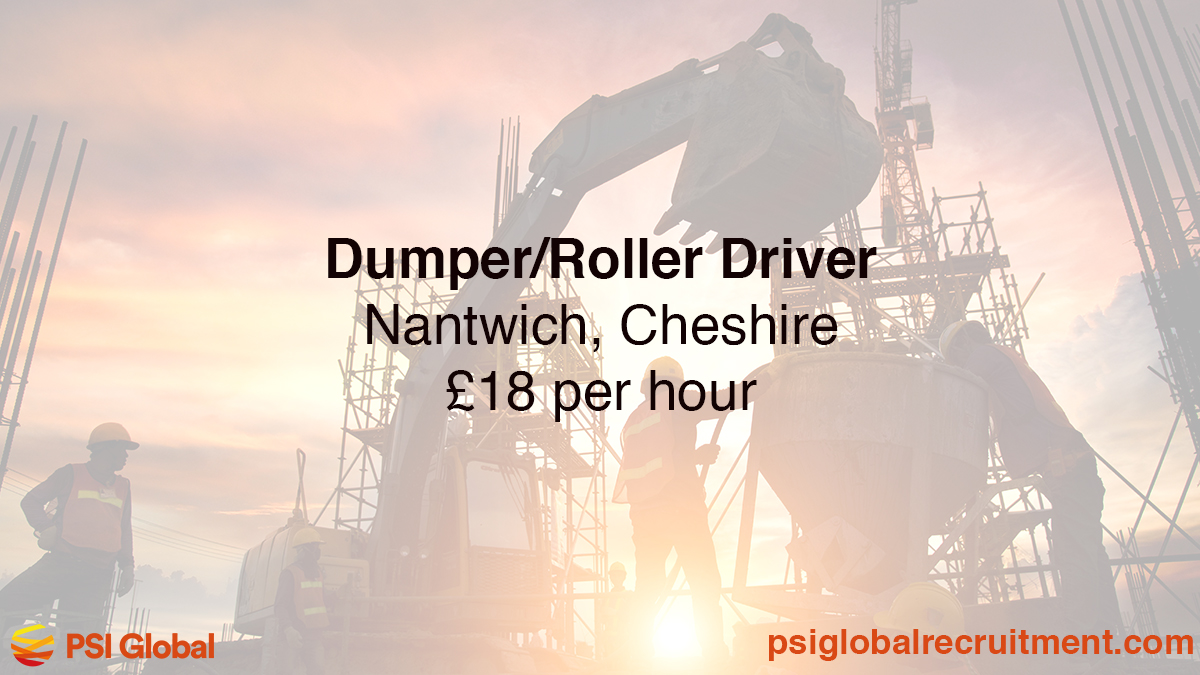 Job Alert: Our Major Projects team are recruiting a Dumper/Roller Driver for work in the Nantwich area ASAP. Call Liam on 01512943007 to discuss further, or visit our website to apply now 👉 ow.ly/U6k350PzM5o @JCPinCheshire #NantwichJobs #CheshireJobs #ConstructionJobs
