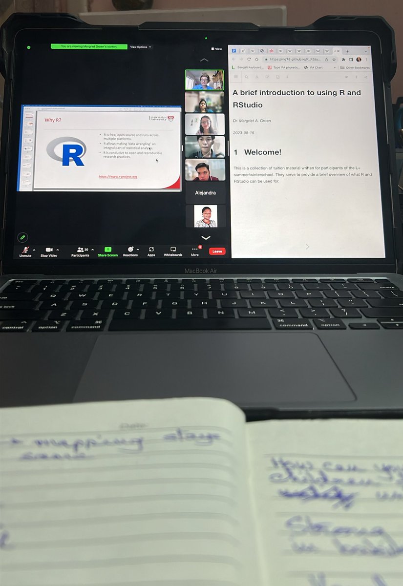 Almost towards the end of Day 3 of <a href="/Lplussummer/">/L+/ International Summer/Winter School</a> ! It was fun learning about the usage of R and R Studio! 

#summerschool #Lplus2023 #OnlineLearning