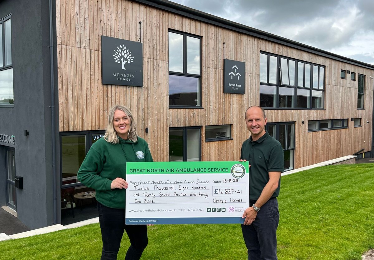 Genesis Homes (@genesishomesuk) on Twitter photo It was great to welcome Natasha Banks from <a href="/GNairambulance/">Great North Air Ambulance</a>  to receive a cheque from the Genesis Homes team for Β£12,827.41, the sum total of our fundraising efforts for our nominated charity of the year throughout 2022. It was great to welcome Natasha Banks from <a href="/GNairambulance/">Great North Air Ambulance</a>  to receive a cheque from the Genesis Homes team for Β£12,827.41, the sum total of our fundraising efforts for our nominated charity of the year throughout 2022.