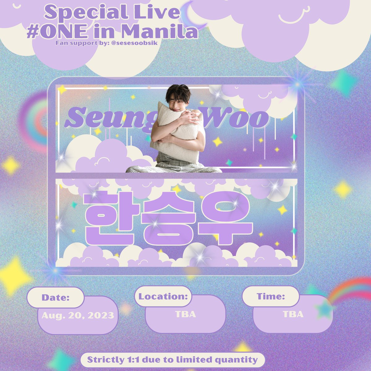 sesesoobsik's tweet photo. D-4 2023 Han Seungwoo Special Live #ONE in Manila

✨ Hand banners freebies for #HANSEUNGWOOinMNL
✨ Loc will be announced on dday
✨ Strictly 1:1 &amp; first come, first serve basis due to limited quantity
✨ Like and RT to spread

#한승우 #HANSEUNGWOO #HanSeungWooinMNL @wooya_twt https://t.co/Zaj4O1r7Uc