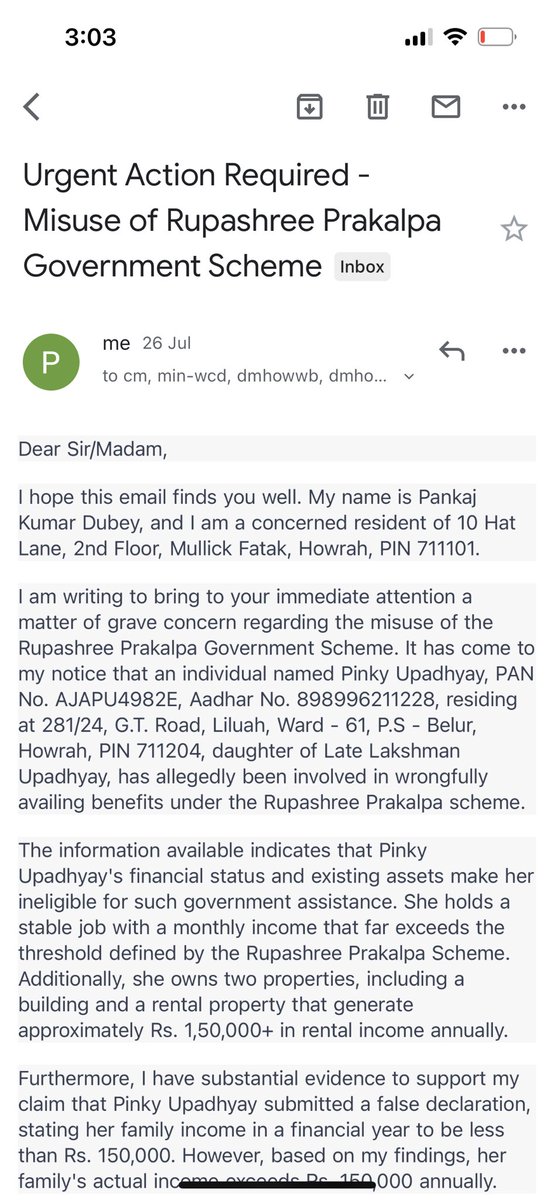 dhindorastudio's tweet image. Despite sending 2 emails &amp;amp; filing an RTI, no action taken by authorities on my concern. Respectable officials, please address this issue promptly. @BanglarGorboMB @HowrahMunicipal #AccountabilityNeeded #ActionRequired #rupashreeprakalpa #howrah