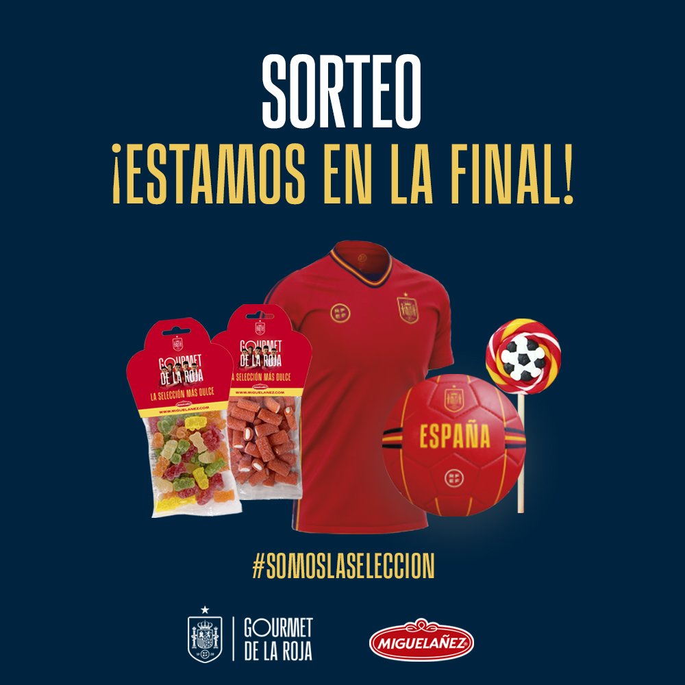 miguelanez's tweet photo. ¡El equipo femenino de la Selección Española de Fútbol en la final del Mundial! Lo celebramos sorteando este lote con el @gourmet_roja ¡Hazte con él! 
⚽ Síguenos.
⚽ Menciona en RT a tu amigo más futbolero. 
¡Suerte! #sorteo #golosinas #elgourmetdeLaRoja #laselecciónmásdulce https://t.co/ksjEaB4gQl