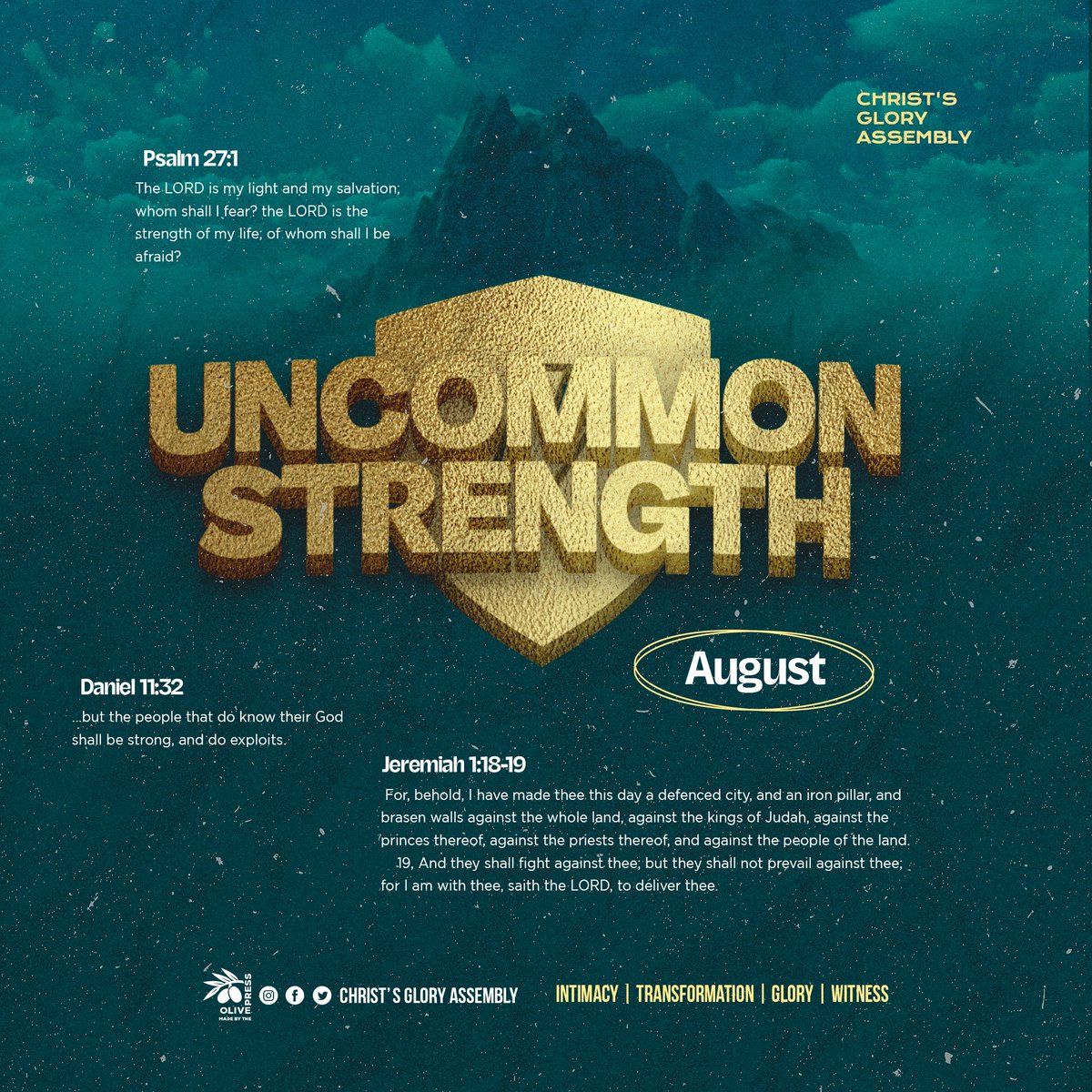 gloryassembly_'s tweet photo. In this month of August, our focus is to receive uncommon strength and help from God, and also become a vessel of this strength for many.

That our story won't be, that we came to the place of birthing and we found no strength to deliver.

God bless you for joining this journey🙏 https://t.co/qNBuYbsBmw