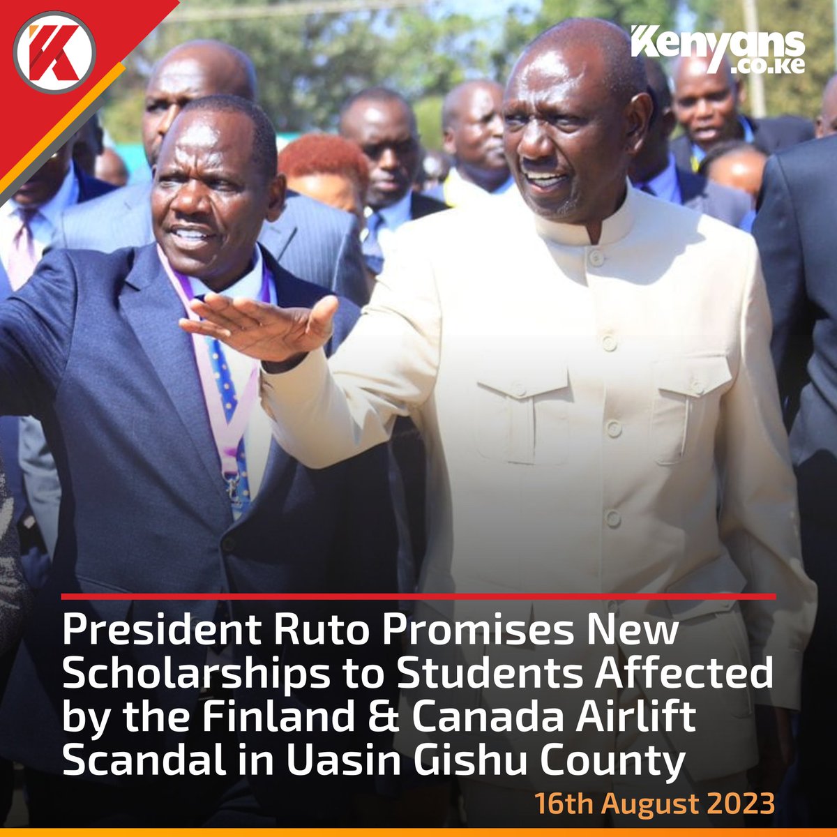Kenyans's tweet photo. President Ruto promises to help students affected by the Finland and Canada airlift scandal https://t.co/bFNzk6XAaM