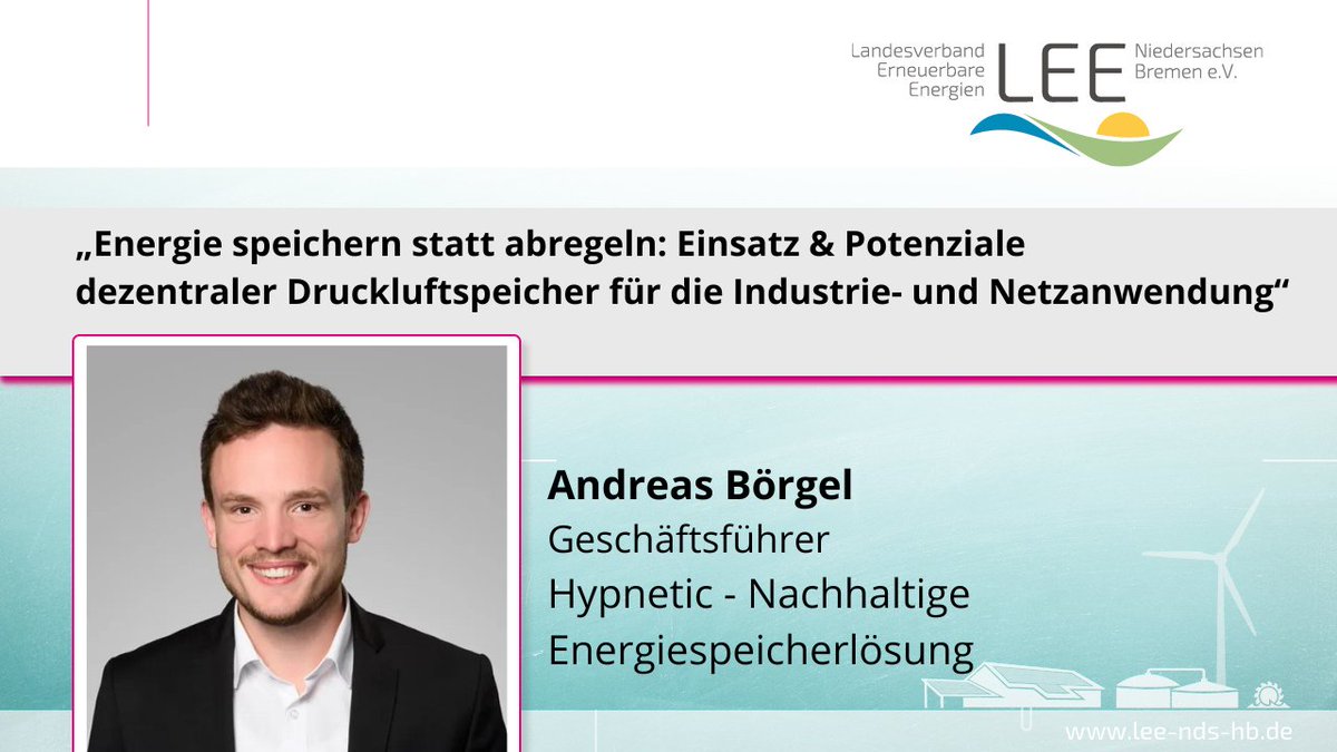 Wie sich Strom mithilfe dezentraler Druckluftspeicher speichern lässt und welche Vorteile sich daraus für die Industrie- und Netzanwendung ergeben erklärt uns Andreas Börgel, Hypnetic GmbH, in unserem Webinar am 07.09.2023. Hier geht's zur Anmeldung:

bit.ly/3OEeCmV