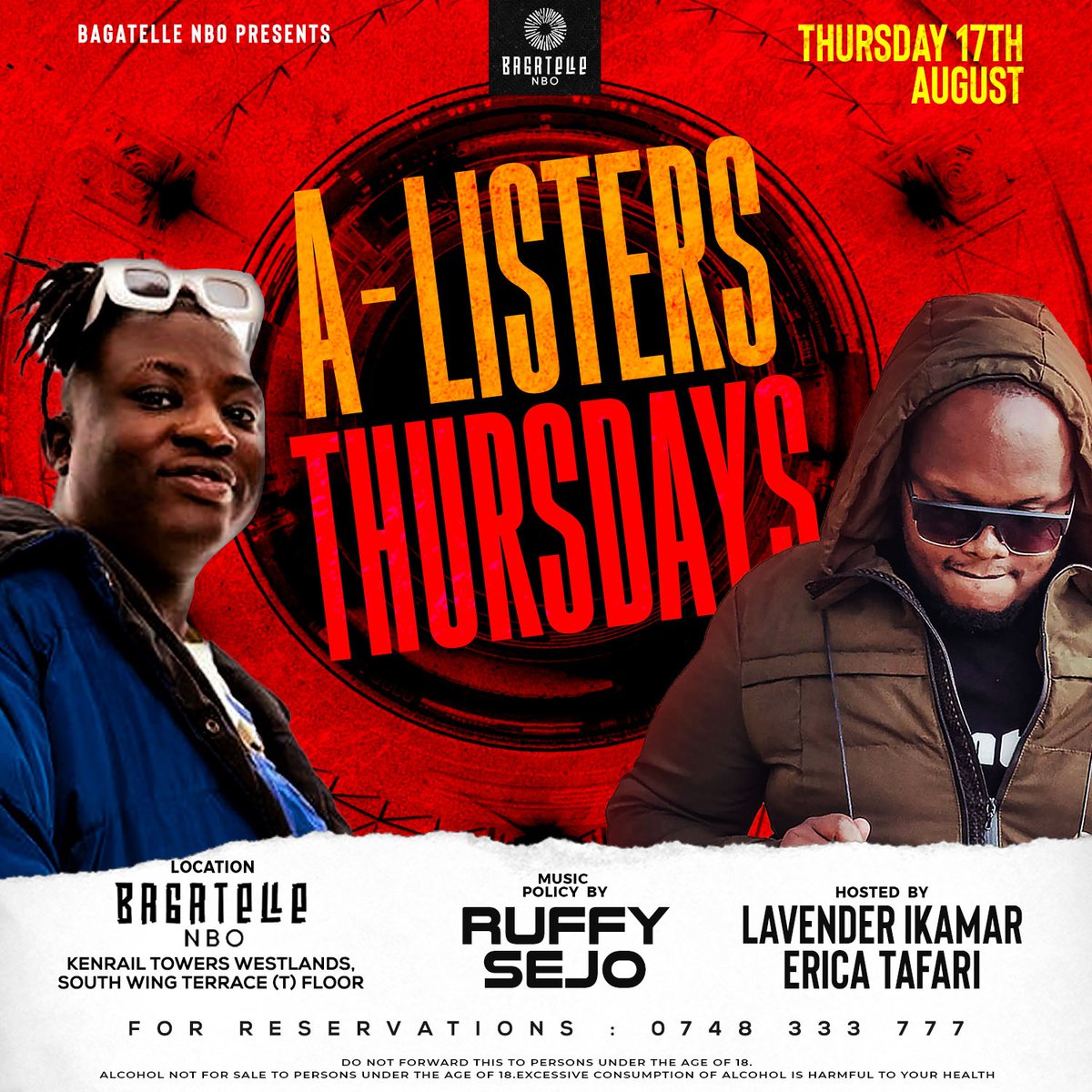 Thursdays are the new Fridays and we have a party like no other tomorrow! 

Join the A-Listers at @bagatelle_nbo for an Afro music vibe with the rollicking <a href="/premiumdjruffy/">Premium DJRuffy</a>  on the decks!