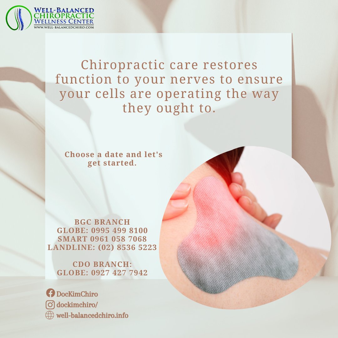 DrKimKhauv's tweet photo. Holistic Wellness: Experience whole-body health and balance!

Book an appointment now:
☎️: (02) 8536 5223
📞:  BGC:  0995 499 8100 (Globe) | 0961 058 7068 (Smart) 
          CDO: 0927 427 7942 (Globe)

#ChiropracticCare #BGCchiropractor #CDOchiropractor #DocKim #Wellbalancedchiro https://t.co/2fNlRpCDOO