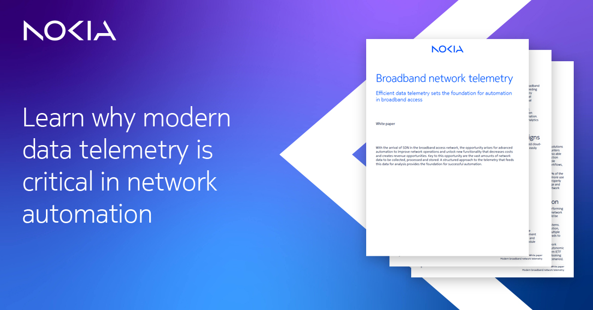 nokianetworks's tweet photo. Unlocking the potential of #SDN requires vast amounts of data delivered in a structured and meaningful way. Learn more about data #telemetry and unlock the benefits:  https://t.co/MAGrhcH6Qp

#fixednetwork #networkautomation https://t.co/4MovqML6s4