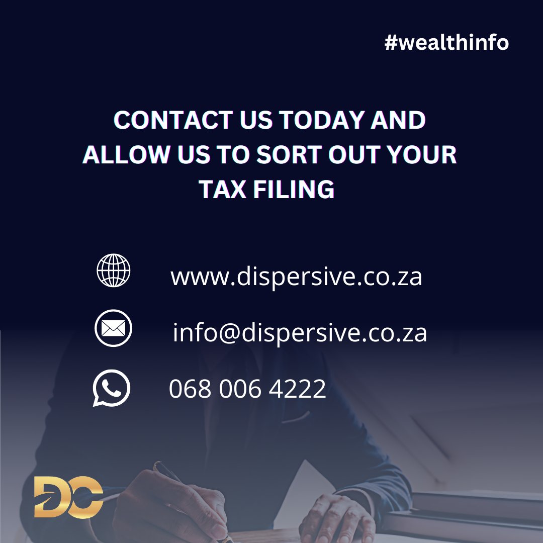 You still have time for e-filing. Avoid penalties by ensuring that you submit your tax documents on time. CONTACT US NOW!

#tax #SARS #efiling #dispersive #freeconsultation