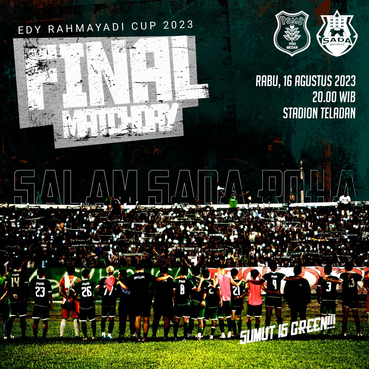 💥 Matchday
⚽ PSMS vs Sada Sumut
🏆 Edy Rahmayadi Cup
🗓️ Rabu, 16 Agustus 2023
🏟️ Stadion Teladan
🕗 20.00 WIB
📺 Streaming on Harjuna TV

#PreSeason
#EdyRahmayadiCup