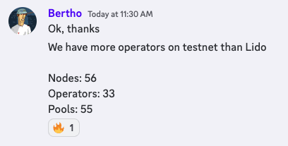 The Diva Operator Testnet is 4 days old but already 'bigger than Lido' 🤭 Come and set up your own node! 📗 Learn: docs.staking.foundation/operators 💻 Install: docs.shamirlabs.org 💄 Support & vibes on Discord: discord.gg/diva