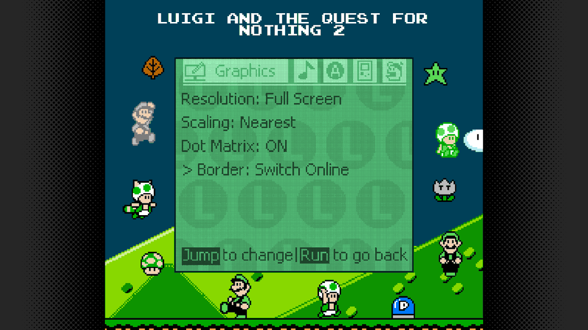 LatQfN2's tweet photo. Fullscreen mode is getting an enhancement!

Now SGB mode can be used in fullscreen.
Additionally, in any mode, you can have and customize the borders on the edges of the screen instead of your typical black bars! https://t.co/4tbT2UkqSW