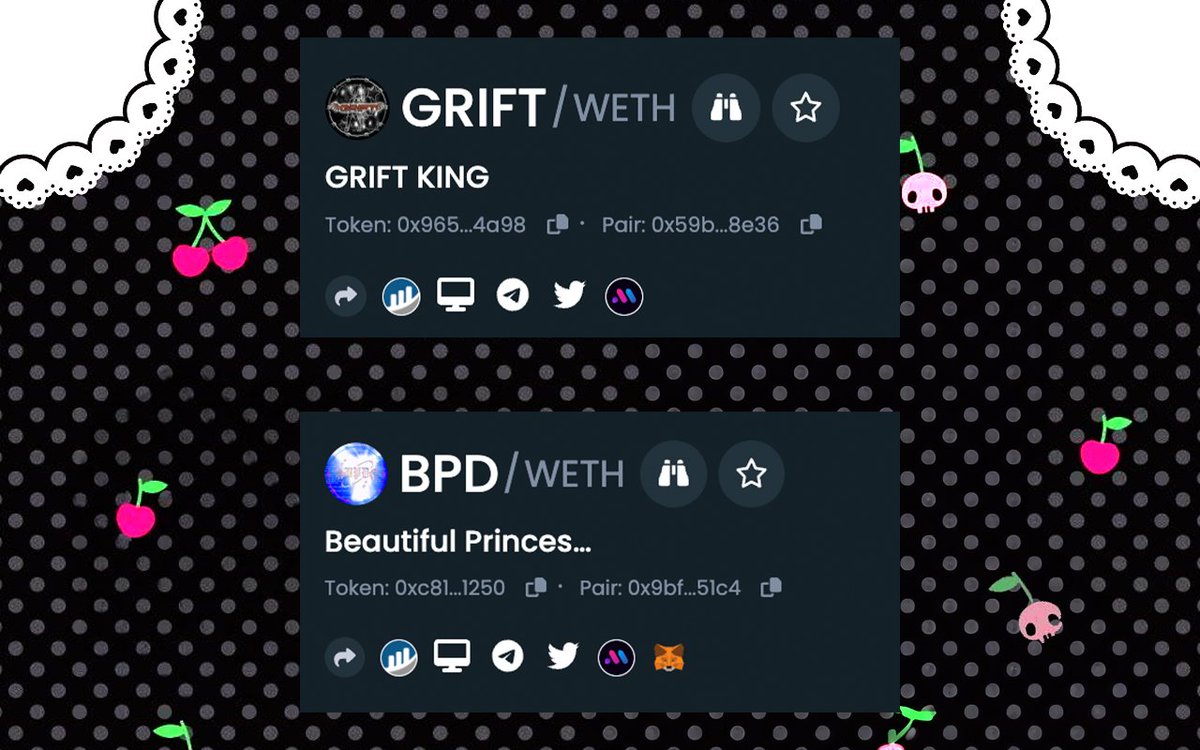 bpd_clearpill's tweet image. I wish all of you boundless gentleness, mercy and happiness forever and forever more

$GRIFT  $BPD

GRIFT:
dextools.io/app/en/ether/p…

grift-erc.net

BPD:
dextools.io/app/en/ether/p…

bpd-erc.net