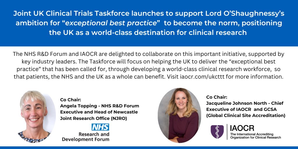 The UK Clinical Trials Talent Taskforce launches today to support the shared ambition to attract, develop, recognise &amp; retain an exceptional clinical trials workforce, and position the UK as a world-class destination for clinical research. Learn more here bit.ly/3qDzbYH