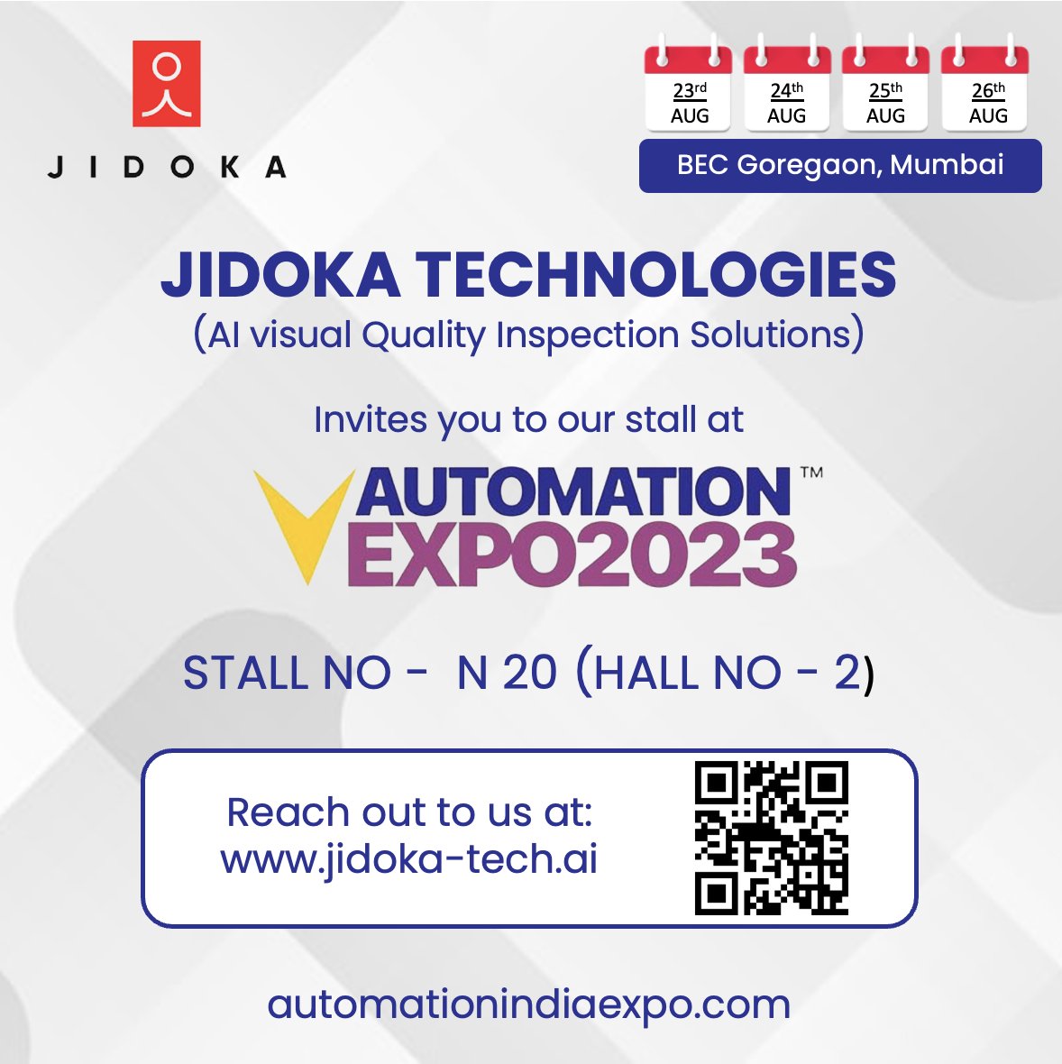 Jidoka_tech's tweet photo. We will be showcasing our cutting-edge innovations and groundbreaking technologies for automation of #visualinspection at Automation India Expo 2023.

#AutomationIndiaExpo #JidokaTech #AutomationSolutions #PossibilitiesbyJidokaTech #BusinessAutomation #DigitalTransformation https://t.co/q7X2546Hxw