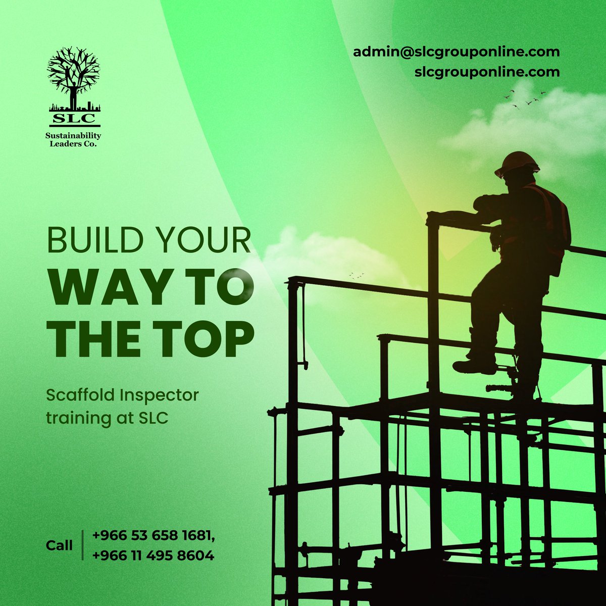 OnlineSlc's tweet image. Scaffoldings are an integral part of a
buildings under construction. Choose our specially
curated Scaffold Instructor Course to become the
master of scaffolds.
𝑉𝑖𝑠𝑖𝑡slcgrouponline.com
𝐶𝑜𝑛𝑡𝑎𝑐𝑡 𝑢𝑠 +966-114958604