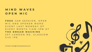 Delighted to be hosting a brand new monthly open mic for <a href="/MindWaves1/">Mind Waves</a> ! Join us Mon 28 Aug from 11am-1pm at the fantastic <a href="/DreamMachineCIC/">The Dream Machine</a> .  Share music, writing, tell a story or just enjoy a cuppa and some great company! Free + open to all, just come along! Pls share🎙️🎶📖☕️