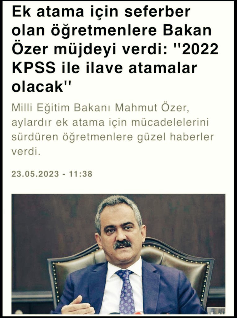 Mustafa_Hoca35's tweet photo. @kamuhaberleri1 Olacak da 2022 kpss ile olacak mı ?
 9 gün kaldı 2022 kpss nin geçerlilik süresinin bitmesine.
Bakalım eski Bakan Mahmut Özerin sözü tutulacak mı

@RTErdogan 
@cevdetyilmaz
@ErbakanFatih
@eceuner12
@TalatAtilla
@Mustafa_Destici
@demirdenizchp
@Aras_Ali_
#Cb2022EkAtamaSözüSizde https://t.co/dHp5ccMx8k