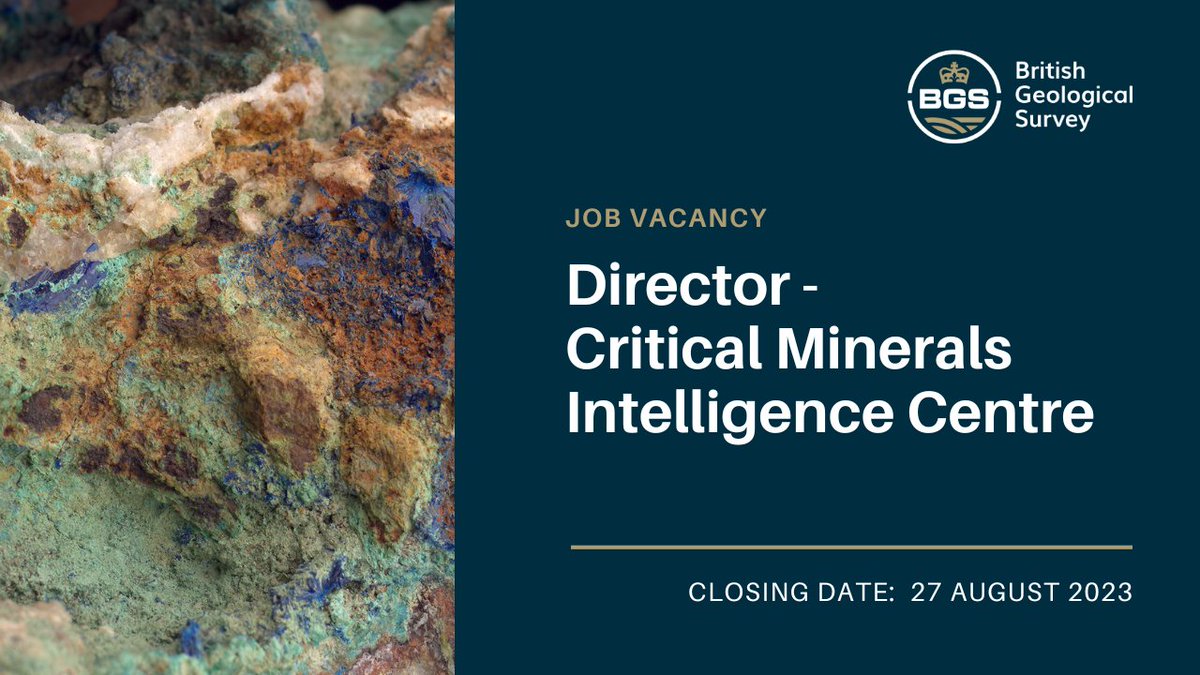 We're looking to hire a Director for the UK Critical Minerals Intelligence Centre (CMIC) in Nottingham. 

Responsibilities include further providing authoritative, impartial, and independent up to date data, information and analysis on critical minerals. 

careersportal.co.uk/UKRI-careers/j…
