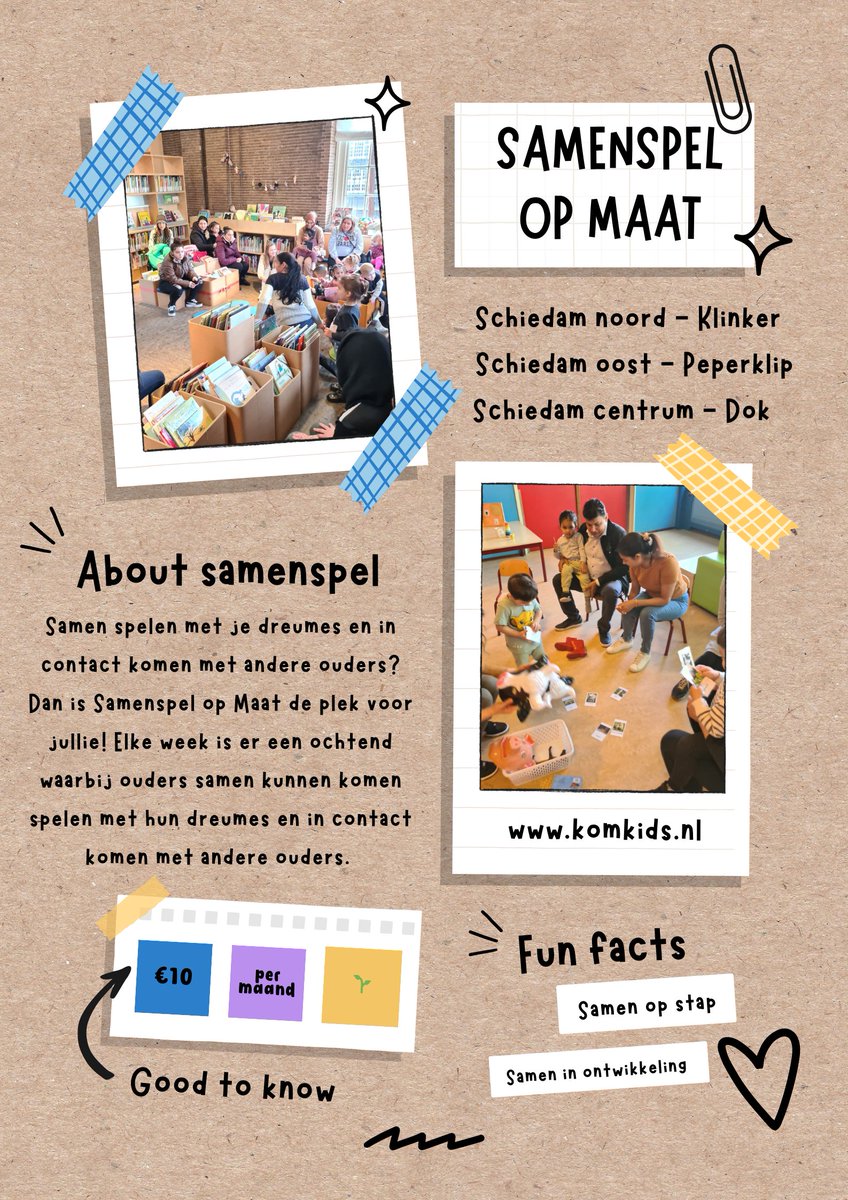 Samenspel op Maat - <a href="/KomKids/">KomKids Kinderopvang</a> Kinderopvang 

Er is tijdens de samenspel-ochtend ook gelegenheid voor ouders om op een gezellige ontspannen manier ervaringen uit te wisselen over opvoeden en allerlei zaken daaromheen.