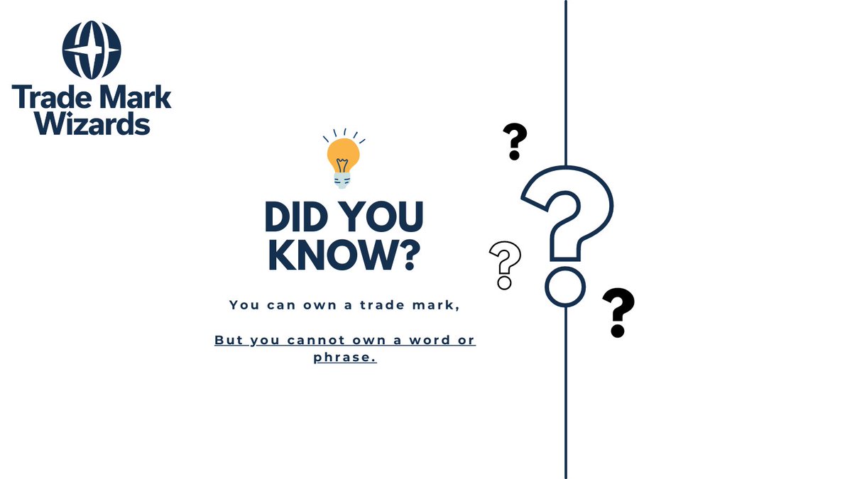 So many business owners think that if you OWN a trade mark then you OWN that word or phrase, and that is not correct.

A trade mark™ = brand ownership, not word ownership.

Learn more here: linkedin.com/feed/update/ur…

We protect your brand and help your business to grow.