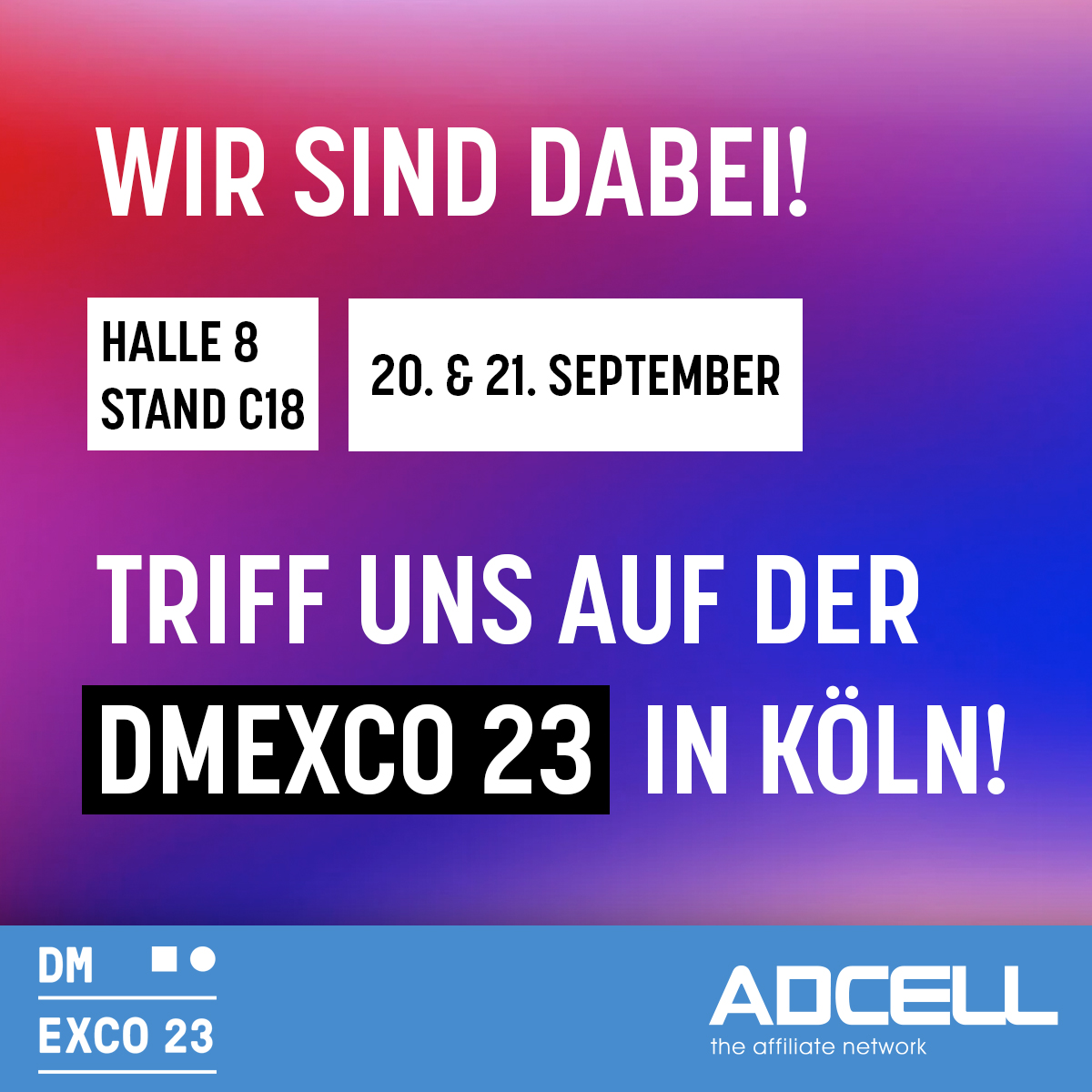 It´s Time - Am 20./21. September 2023 sind wir zurück auf Europas größter Veranstaltung für digitales Marketing und Technologie – der #DMEXCO in Köln! 🔥🔥
Zögert also nicht und vereinbart einen Termin an unserem Stand: lnkd.in/dHAb-bbB
