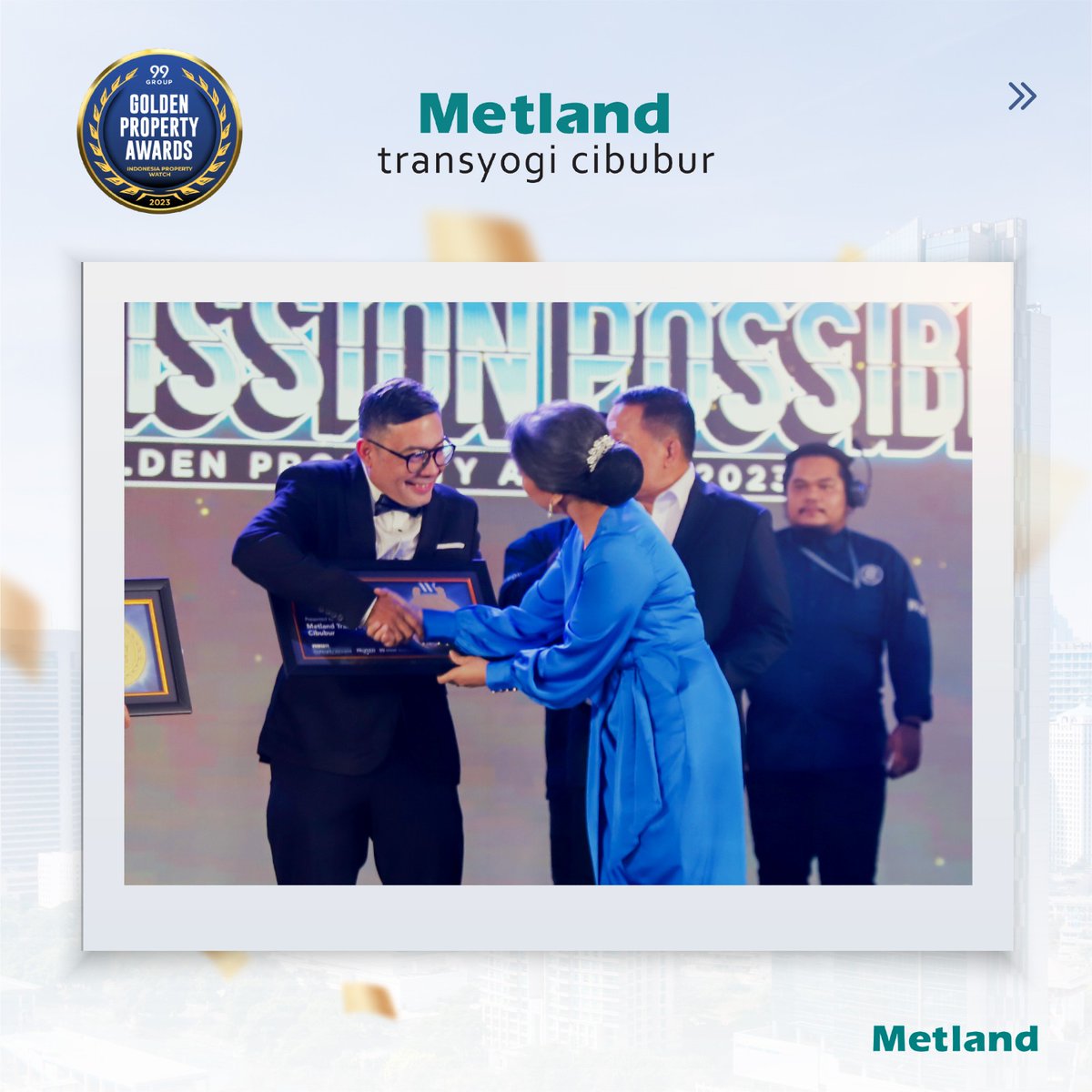 Metland_id's tweet photo. Jakarta (15/8)
Metland melalui proyek residensial Metland Transyogi Cibubur meraih penghargaan GOLDEN PROPERTY AWARDS 2023 dengan kategori Best Regional Scale Development Region Cibubur &amp; Bogor Surrounding.
#Metland #Metlandtransyogicibubur #Goldenpropertyawards2023 https://t.co/OXq0MvWtjF