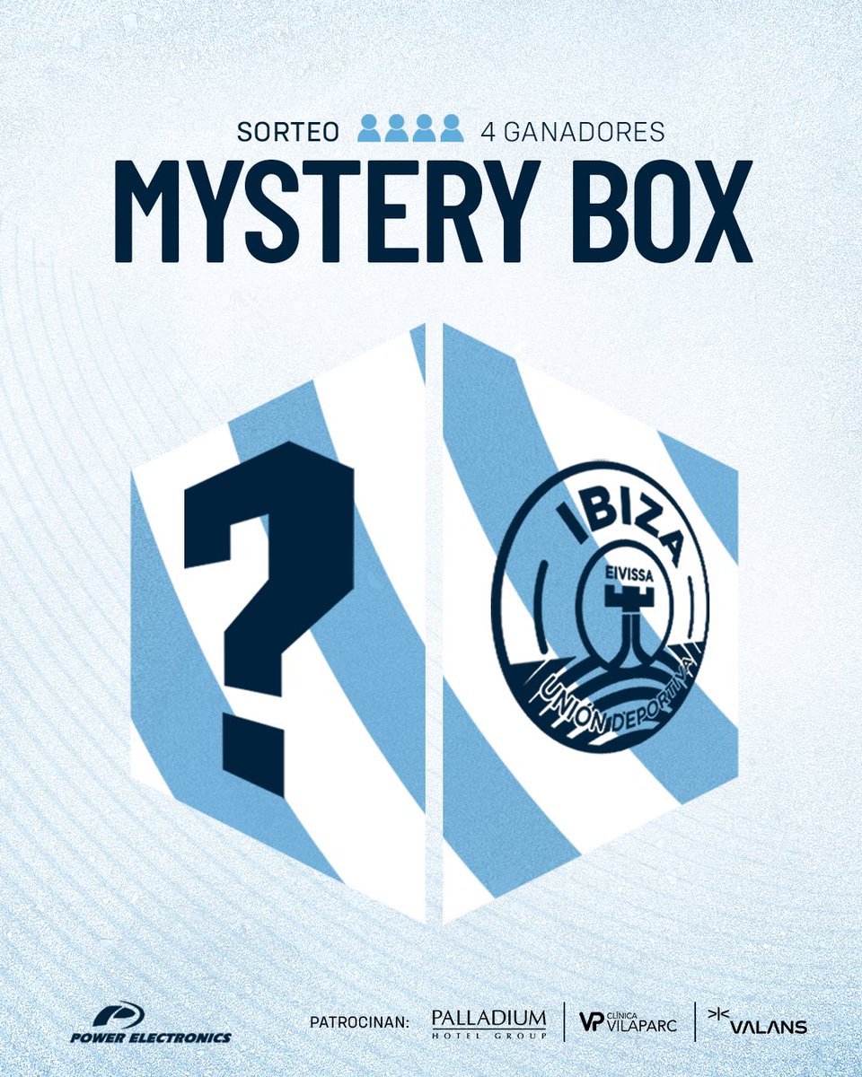 📦❓ 𝗦𝗢𝗥𝗧𝗘𝗢 𝗠𝗬𝗦𝗧𝗘𝗥𝗬 𝗕𝗢𝗫 𝗨𝗗 𝗜𝗕𝗜𝗭𝗔

¡Una caja misteriosa ha llegado a las oficinas del club y queremos sortearla entre vosotros!

Para participar:

👤 Seguir a <a href="/ibizaud/">UD Ibiza 🩵</a>
🩵 Dar MG
🔁 Dar RT
💬 Mencionar a dos amigos

#VamosIbiza 🩵 #SOYDELIBIZA