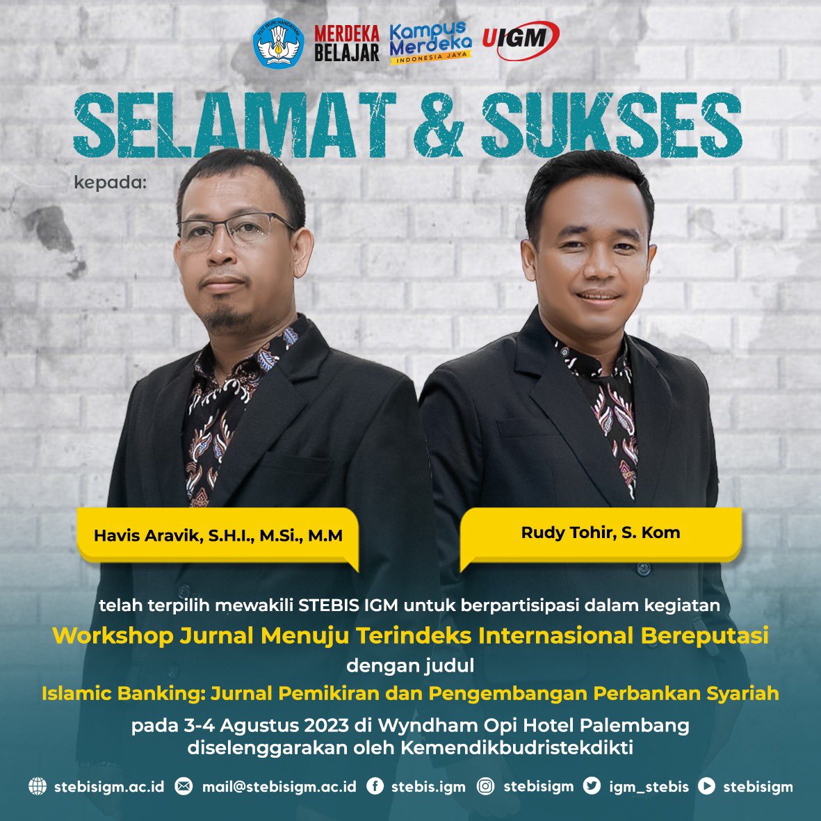 stebis_igm's tweet photo. Selamat &amp; Sukses Bapak Havis Aravik dan Bapak Rudi Tohir 👏 @igmtvnew @IgmPalembang https://t.co/UkHUlgAQdx