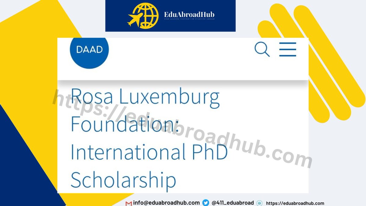 411_EduAbroad's tweet photo. 🎓 Unleash your potential with the prestigious Rosa Luxemburg Scholarships in Germany! 🇩🇪

🌐 Apply: https://t.co/Orkt5ggYB2
📅 Deadline: October 01, 2023

✅ Fully funded opportunity with:
💰 1,350 EUR/month grant
🌍 International research lab exposure 
🏥 Health care support https://t.co/ICKWuuT6ZL