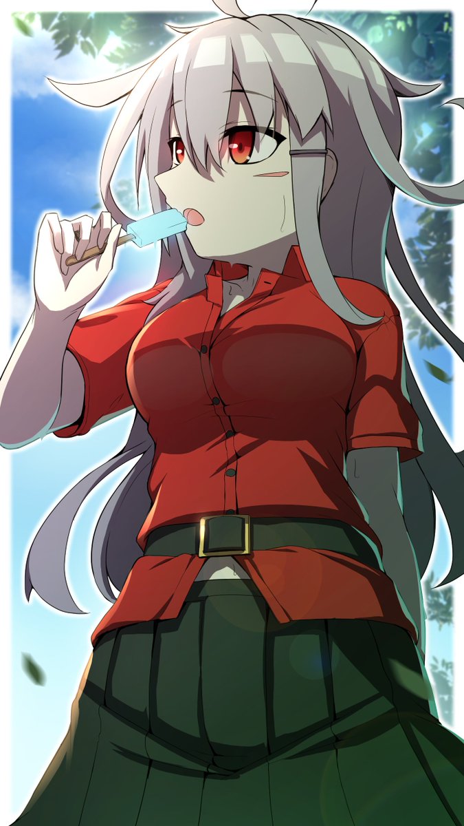 ガングート(艦隊これくしょん) 「今年はいつもより一段と暑い気がするな… 」|ならしかあすかのイラスト