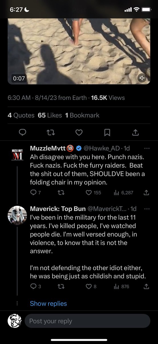 NashSuxx's tweet photo. Ex military and loudly claims to have killed people while on duty, but has issues with a neo nazi getting fucked up? Watch out for these types of people- they won’t be your ally in the end. They will NOT protect you if you’re in danger. These are literal wolves in sheep wool. https://t.co/3ElSAcHB7S