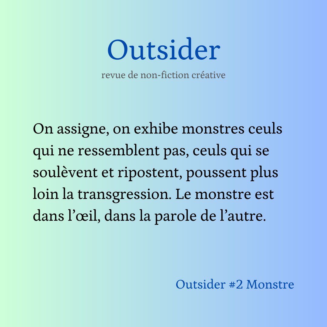 OutsiderRevue's tweet photo. 👁️ Sous l’épiderme du monstre, l’autre prépare sa mue.

Le monstre, une affaire de regard ?

✍️ Jusqu’au 25 septembre, pensez et voyez monstre. https://t.co/jLaKKWPLsO