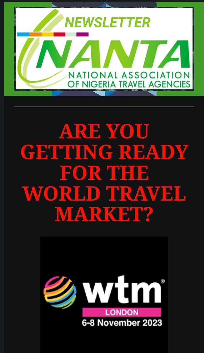 This week in #NANTANewsletter @nanta_headquart
- Nigeria Civil Aviation Authority to enforce strict insurance regulations 

- Green Africa launches Ibadan route

- Tourism professionals seek stand alone tourism ministry 

And more exciting news, events you don't want to miss! 1/2